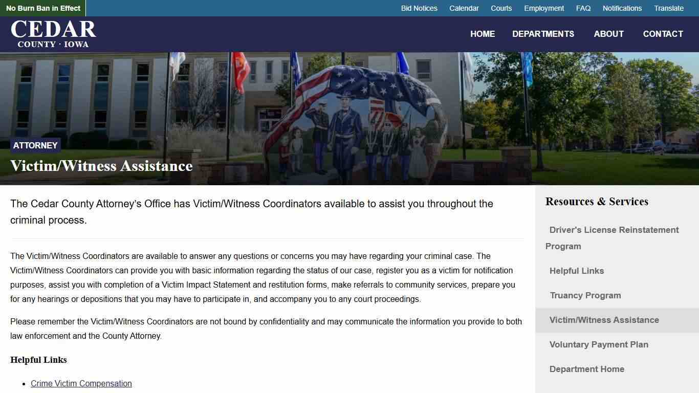 Victim/Witness Assistance | Cedar County, Iowa