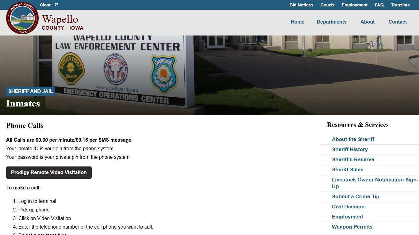 Inmates & VINE - Sheriff and Jail - Wapello County, Iowa